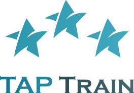 taptrain blue and white logo